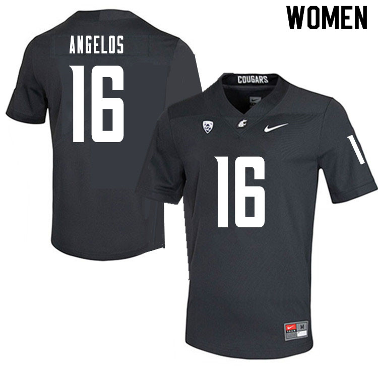 Women #16 Aaron Angelos Washington State Cougars College Football Jerseys Sale-Charcoal